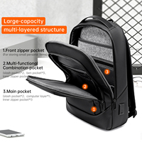 Sac à dos unisexe grand format pour ordinateur portable 16 pouces en tissu Oxford, fermeture éclair, imperméable, en nylon, avec port de chargement USB et ceinture à coussin d'air, idéal pour les affaires