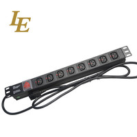 Bloc de distribution d'alimentation (PDU) LE IEC C13 avec interrupteur, 19 pouces, en alliage d'aluminium, 220V 10A, pour armoire réseau, 6/8 prises, LE ou OEM