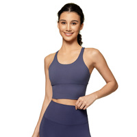Soutien-gorge de yoga et de course pour femme, couleur unie, maintien élevé, bretelles croisées, antichoc, collection Printemps/Été D19095