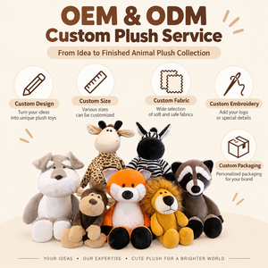 Juguetes de Peluche de Animales de la Selva Personalizados, León, Zorro, Mono, Mapache, Perro, 25cm 35cm, OEM ODM, Proveedor Mayorista de Regalos, Fabricante - Product Image 4