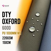 Tissu Oxford PU 600D populaire, 100% polyester tissé, 1000 mm, 220 g/m², 150 cm, imperméable, idéal pour les tentes et les vestes