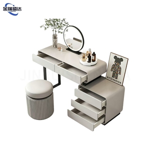 Jinruishengda Moderner Minimalistischer All-in-One Holz-Schminktisch Schlafzimmer Cremefarbener Schminktisch Influencer-Style Lackierter Schreibtisch - Product Image 5