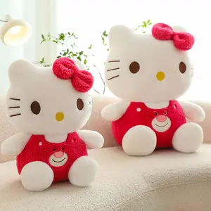 35/45/55/80CM cartone animato tute rosse gatto gattino farcito peluche grande cuscino di peluche ragazze bambola regalo all'ingrosso