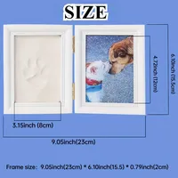 Kit de pâte à modeler DIY pour empreintes de pattes d'animaux, cadre photo double en bois, ensemble d'empreintes de pattes de chien et de chat, cadeau commémoratif pour animaux de compagnie