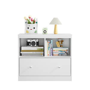 Armoire de <span class=keywords><strong>rangement</strong></span> pour enfants en bois blanc, bibliothèque basse avec grand tiroir pour chambre d'enfant ou salle de jeux - Product Image 4