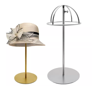 Maßgefertigter Hutständer Regal für Einkaufszentrum Goldener Metall-Hutaufhänger Hutablage Kopfständer - Product Image 1