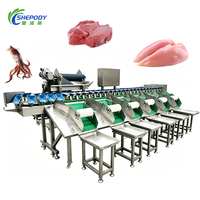 Shepody Auto Small Orange Kiwi Fruit Sorter Hoge Snelheid Zeevruchten Weegschaal Sorteermachine met Motor en PLC voor Vis en Garnalen