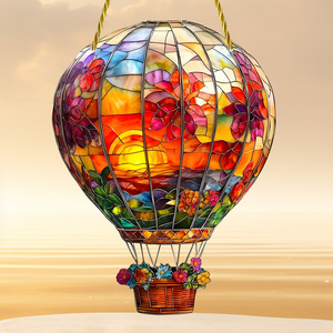 Modern <strong>Red</strong> Light Burst Hot Air Balloon Solar Trapper Home Decorative <strong>Object</strong> Natural Raw Crafts Window Sun Catcher for Garden - Product Image 1