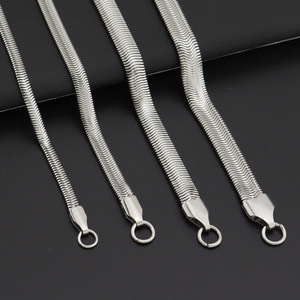 Wholesale Stainless Steel Flat Snake <b>Chain</b> Necklace 3MM 4MM 5MM 6MM <b>Titanium</b> Steel Hollow Soft Herringbone <b>Chain</b> Unisex - Product Image 3