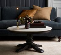 Table basse ronde en bois avec pieds en bois et structure métallique, design moderne pour salon et hôtel