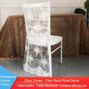 Funda <span class=keywords><strong>de</strong></span> Silla Romántica <span class=keywords><strong>de</strong></span> Algodón con Encaje Bordado, Estilo Nórdico, Decoración para Banquetes <span class=keywords><strong>de</strong></span> Boda, para Hotel, Fiesta, Personalizada, 40x90cm - Product Image 4