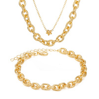 Ensemble collier et bracelet Star Padlock en alliage avec fermoir mousqueton, bijoux de mode pour le quotidien, vente en gros