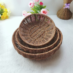 Rattan <b>Basket</b> Bowl With Handles Fruit And Vegetable <b>Storage</b> Container - Product Image 3