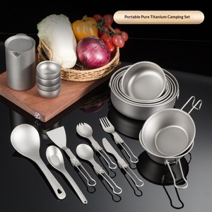 Meilleures ventes 2026 : Ensemble tasse, bol et cuillère en titane, léger et pliable, pour le <span class=keywords><strong>camping</strong></span> - Product Image 3