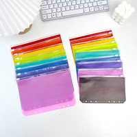 Pochette multifonctionnelle A5 A6 à 6 trous avec fermeture éclair, pochette souple en PVC pour classeur, accessoires, enveloppe pour argent liquide pour classeur de budget