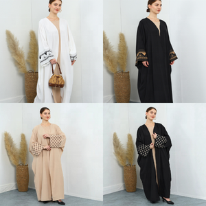 Fashionable Traditional Muslim Clothing Accessories Arabian Embroidered Outer Abaya Robe Jazz Crepe Casual Sports Hoodies Dress - Product Image 2