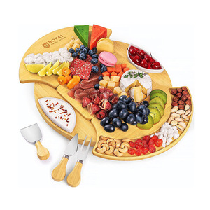 Bamboo Cheese Board <b>Set</b> With Knife Drawer <b>Square</b> Multi Functional Cutting Board For Household Use - Product Image 2