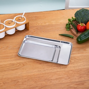 Plateaux de service modernes en acier inoxydable argenté pour pâtisserie, fruits, <span class=keywords><strong>pizza</strong></span> et autres aliments – Idéal pour la présentation et la préparation culinaire - Product Image 4