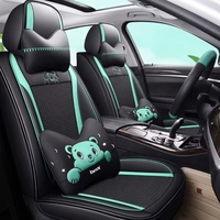 Housses de siège de voiture en cuir respirant Cub Whisper, ensemble complet de 16 pièces, style dessin animé toutes saisons pour Mazda CLS Civic Golf