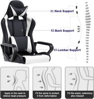 Chaise de jeu AJUNION avec support lombaire, chaise de course pivotante réglable, chaise inclinable en similicuir pour les joueurs sur PC et le bureau