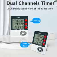 Timer Hitung Mundur Digital 2 Saluran dengan Fungsi Jam Alarm dan Termometer Warna Putih