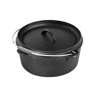 Batterie de cuisine en fonte à vendre ensemble de four hollandais pour le camping ensemble de 7 pièces avec boîte en bois