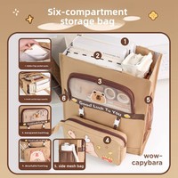 Sac de Tutorat Capybara Cartoon, Sac Fourre-tout pour Livres, Porte-documents, Sac d'École, Sac d'Art avec Fermeture Éclair