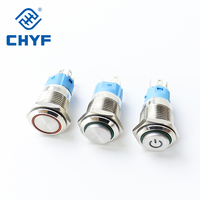 Interrupteurs à bouton-poussoir CHYF avec indicateur LED RVB, étanches, en métal, 6mm, 8mm, 10mm, 12mm, 16mm, 6V-220V, 1NO1NC