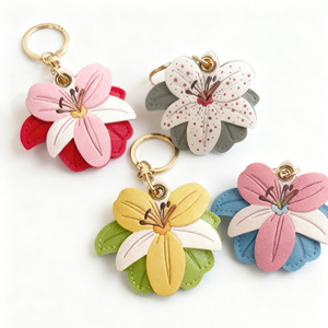 Porte-clés élégant en forme de fleur de lys, étui pour carte d'accès, breloque de sac tendance, cadeau - Product Image 1