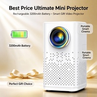 Meilleur prix : le mini projecteur vidéo ultime avec batterie rechargeable 3200 mAh, mini projecteur intelligent, cadeau, projecteur vidéo