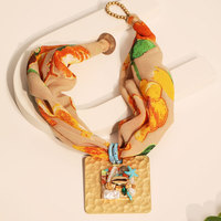 Mode tissu imprimé foulards colliers accessoires géométrique alliage étoile de mer perles pendentif colliers bijoux pour femmes
