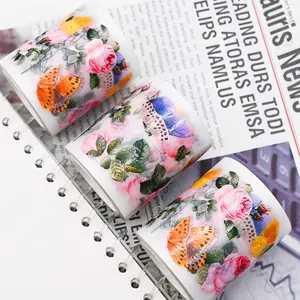 Kertas bungkus dekorasi bunga buatan tangan buku tempel pita washi pita hewan peliharaan cetak kustom