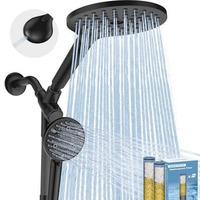 Ensemble de douche mural à double sortie, finition chromée moderne, système de douche de salle de bain avec pommeau de douche pluie et pistolet de pulvérisation