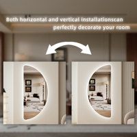 Miroir mural LED rétroéclairé personnalisé, moderne, décoratif, demi-lune, anti-buée, miroir de salle de bain intelligent pour salon