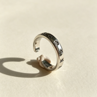 Bague en argent 925 pour filles, style traditionnel, avec incrustation de texte, surface lisse, symbole sacré, purification énergétique