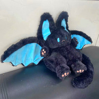 Niedliches Fantasy-Fledermaus-Drachen-Plüschtier, Weiches Flauschiges Schwarzes Geflügeltes Monster, Stofftier-Puppe, Heimdekoration, Sammlerstück, Geschenk für Fans