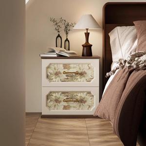 Vintage Printed Drawer Nightstand Solid Wood Bedroom <b>Storage</b> <b>Side</b> <b>Table</b> - Product Image 4