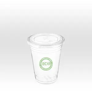 Bevanda fredda a base di tazza e coperchi trasparenti biodegradabili a base vegetale