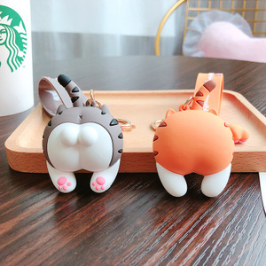 Porte-clés mignons en forme de fesses de chat, porte-clés créatifs en forme de chien Corgi de dessin animé, pendentifs de sac pour femmes, porte-clés pour filles, cadeaux de vacances pour étudiants et amoureux - Product Image 3
