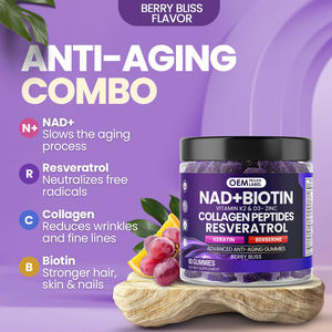 Gomitas Antienvejecimiento para Adultos con NAD+, Resveratrol, Berberina, Biotina, <span class=keywords><strong>Colágeno</strong></span>, Queratina, Zinc, Vitaminas K2 y D3 para Cabello, Piel, Uñas y <span class=keywords><strong>Articulaciones</strong></span> - Product Image 5