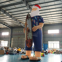 Zhenmei 25ft Noël Plage-Thème Publicité Gonflable Décoration Géant Père Noël Surf Planche À Roulettes avec 1 An De Garantie