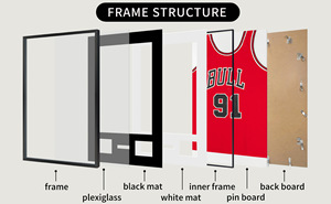 Cadre de présentation en bois pour maillot de sport, type boîte à <span class=keywords><strong>ombre</strong></span>, pour maillots de baseball, basketball, football et soccer - Product Image 4