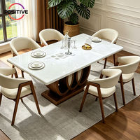 Table à manger rectangulaire nordique contemporaine, base en bois massif, mobilier de salle à manger de luxe pour espace intérieur moderne