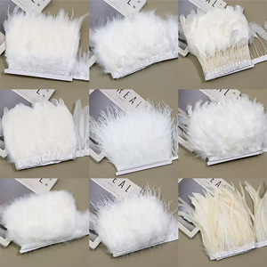 Accessoires en dentelle de plumes d'autruche blanches |   Matériaux faits main pour la confection de vêtements, poignets et jupes - Product Image 1