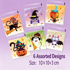 100 sacs/sac à thème Halloween pour bonbons, chocolats, château hanté, festival, sacs BOPP auto-adhésifs résistants à l'humidité avec impression en héliogravure - Product Image 4