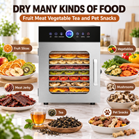 RVS Voedseldehydrator met digitale touchscreen-bediening voor het drogen van fruit, vlees, groenten en huisdierensnacks