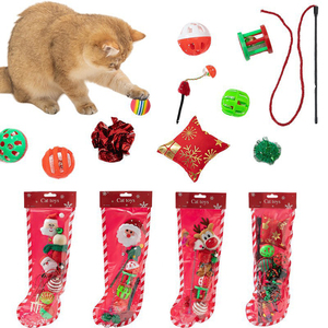 Nouvel ensemble de jouets de Noël pour animaux de compagnie en gros jouet de teaser de chat aux jouets pour chats d'intérieur avec de l'herbe à chat - Product Image 1