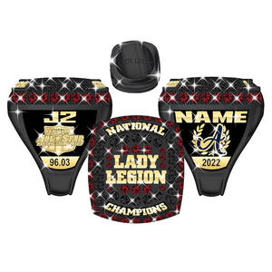 Bagues de championnat de sport en métal émaillé et doré avec logo personnalisé personnalisé - Product Image 1