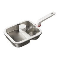 Poêle carrée 3-en-1 de marque [Nom de la marque], en alliage d'aluminium antiadhésive avec couvercle en verre trempé pour la cuisson des œufs et des burgers