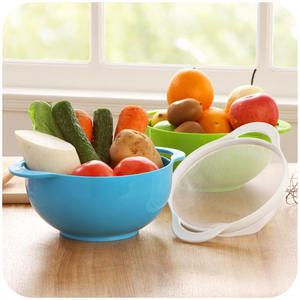 Ensemble de 2 cuvettes en <span class=keywords><strong>plastique</strong></span> multifonctionnelles pour la cuisine domestique Panier à riz pour le lavage des légumes Panier à farine à mailles fines Panier d'égouttage - Product Image 3